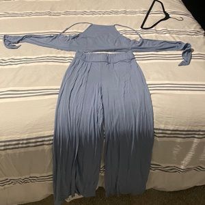 Light blue two piece jumpsuit